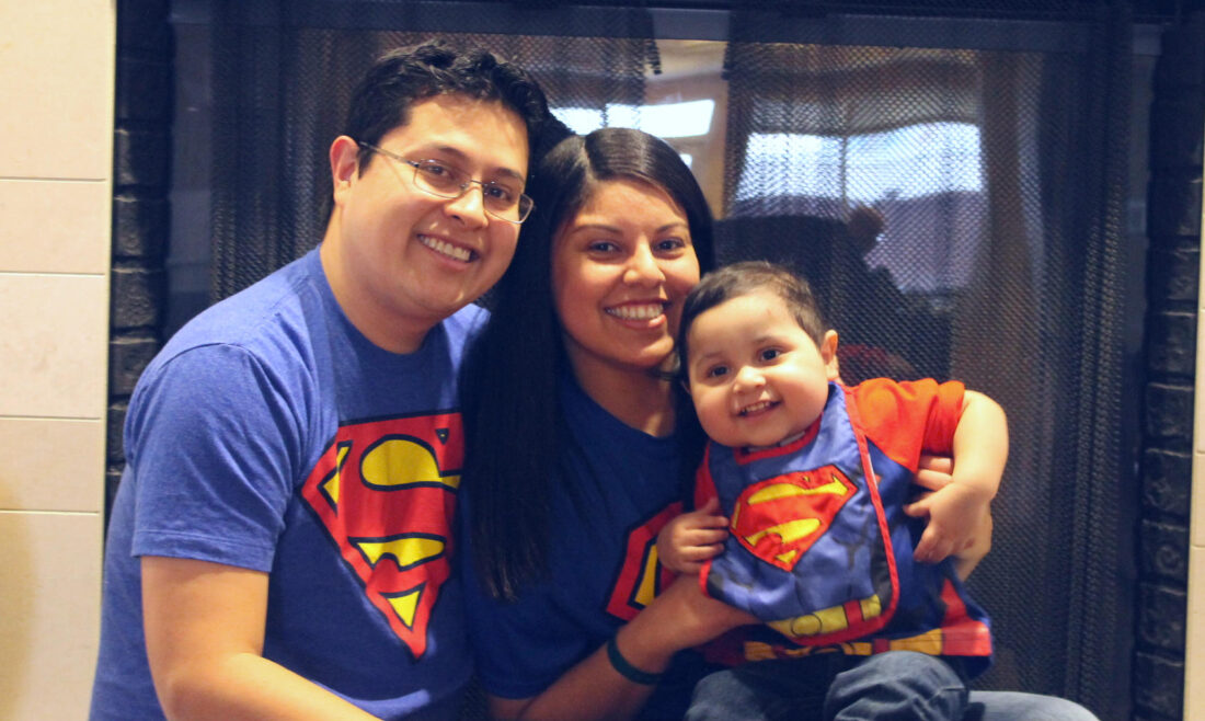 Cesar and Carmen Sanchez with their son Gabe who received a lung transplant.
