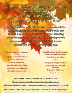 Support Group for the loss of a Spouse or Significant Other @ Gift of Life Donor Program | Philadelphia | Pennsylvania | United States