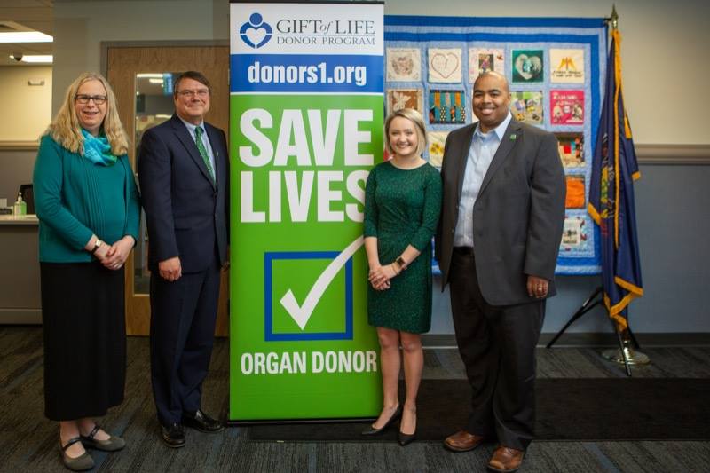 Secretary of Health Dr. Rachel Levine and Deputy Secretary for Driver and Vehicle Services Kurt Myers, along with representatives from Donate Life Pennsylvania, highlighted the importance of organ and tissue donation at an event at the new Summerdale Driver License Center.
