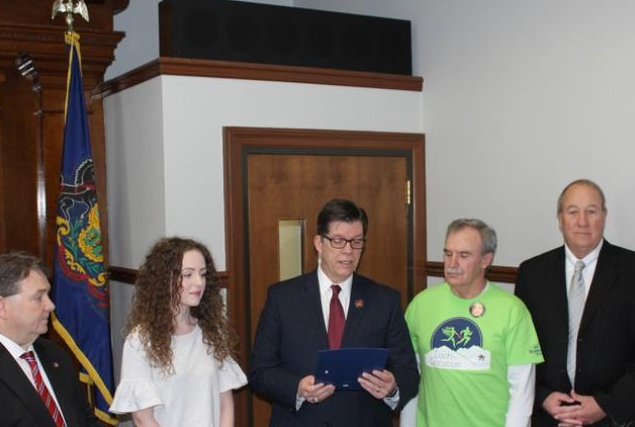 During a meeting Wednesday, the Schuylkill County Commissioners honored National Donate Life Month. 