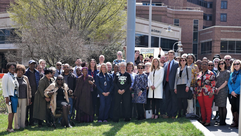 Organ and tissue donors were celebrated during a flag-raising ceremony Wednesday in New Castle County. 